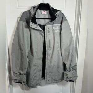 New Balance Park City Lacrosse Oversized Jacket Unisex L Gray Hooded Windbreaker